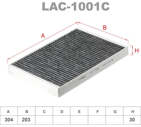 Фильтр салонный угольный LYNXauto LAC-1001C