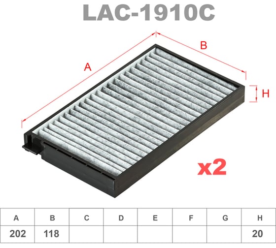Фильтр салонный угольный комплект 2 шт LYNXauto LAC-1910C 1