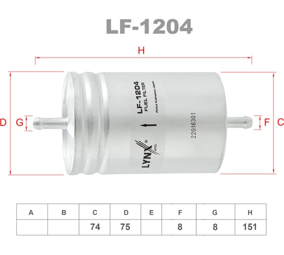 Фильтр топливный LYNXauto LF-1204
