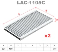 Фильтр салонный угольный комплект 2 шт LYNXauto LAC-1105C