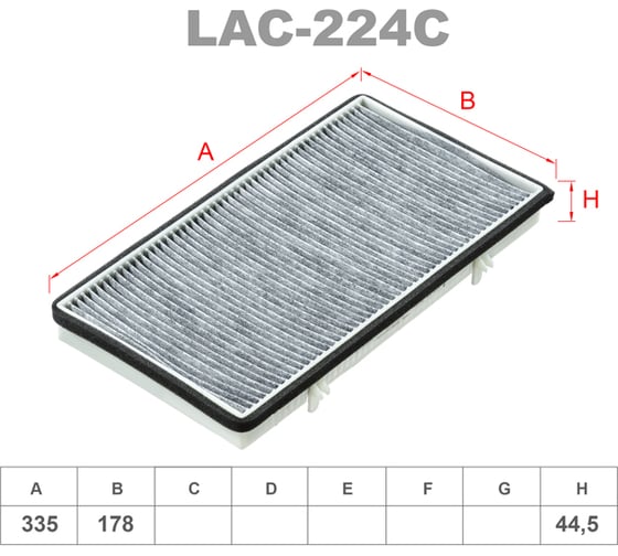 Фильтр салонный угольный LYNXauto LAC-224C