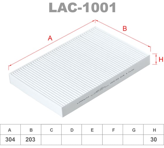 Фильтр салонный LYNXauto LAC-1001 1