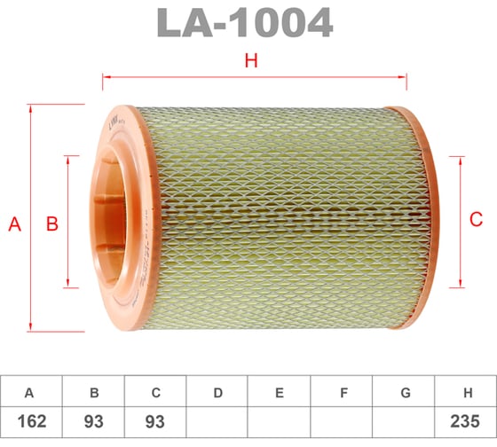Фильтр воздушный LYNXauto LA-1004 1