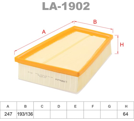 Фильтр воздушный LYNXauto LA-1902 1