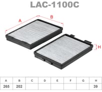 Фильтр салонный угольный комплект 2 шт LYNXauto LAC-1100C