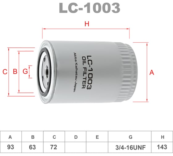 Фильтр масляный LYNXauto LC-1003 1