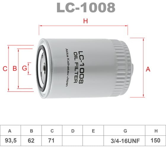 Фильтр масляный LYNXauto LC-1008 1