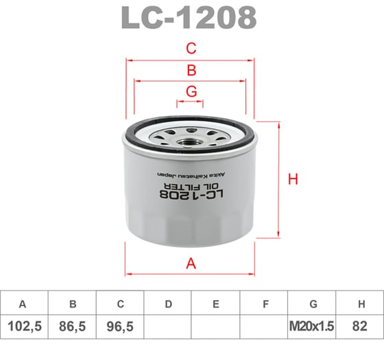 Фильтр масляный LYNXauto LC-1208 1