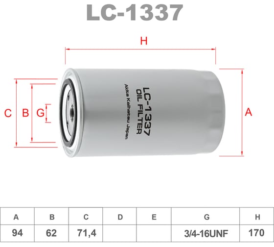 Фильтр масляный LYNXauto LC-1337 1