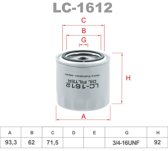 Фильтр масляный LYNXauto LC-1612 1