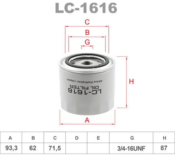 Фильтр масляный LYNXauto LC-1616 1