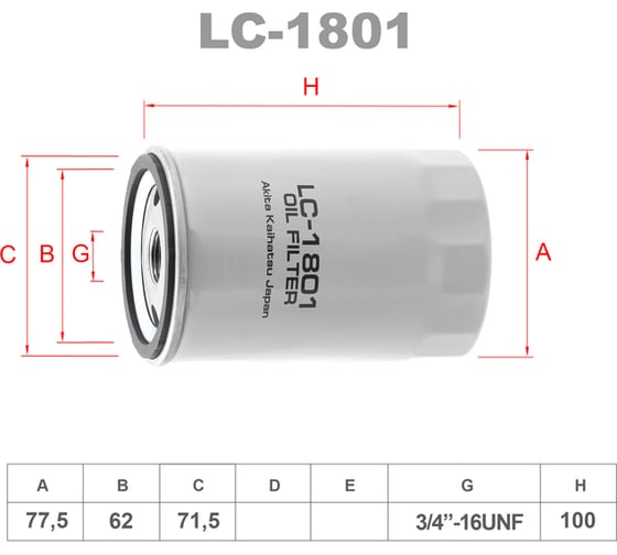 Фильтр масляный LYNXauto LC-1801 1