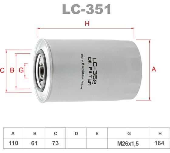 Фильтр масляный LYNXauto LC-352 1