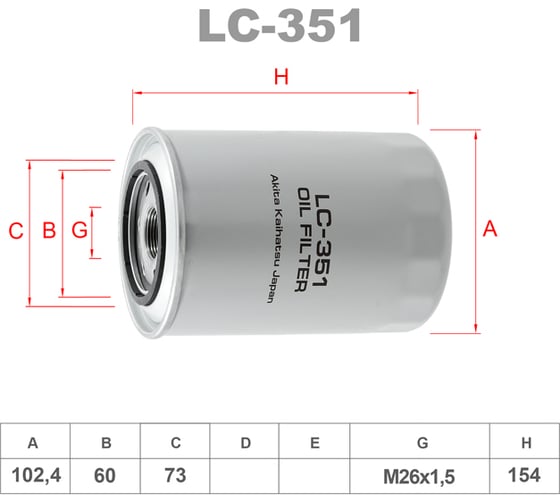 Фильтр масляный LYNXauto LC-351 1