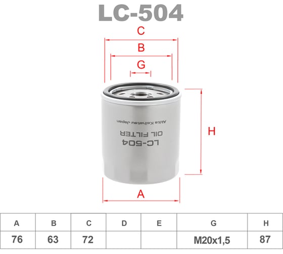 Фильтр масляный LYNXauto LC-504 1