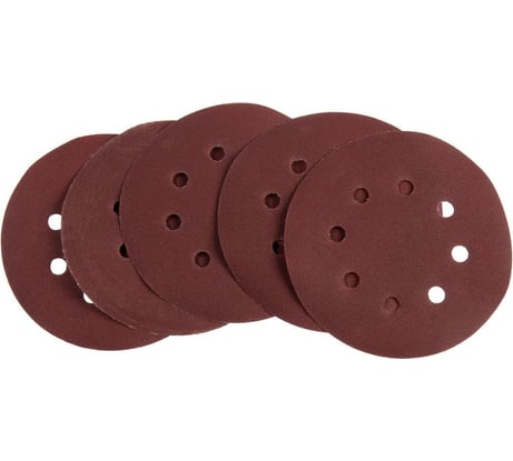 Круг абразивный шлифовальный под липучку перфорированный, 150 мм, Р240, 5 шт ТУНДРА 5354672