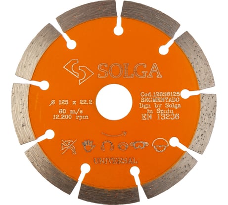 Диск алмазный сегментный Basic Universal по железобетону 125х22.23 мм Solga Diamant 128S6125