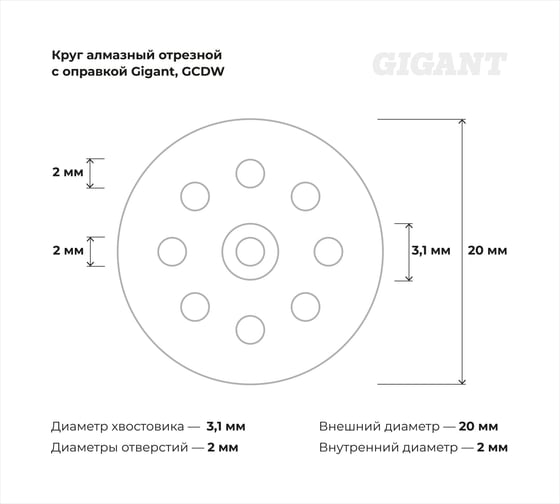 Алмазный отрезной круг с оправкой 3 шт Gigant GCDW