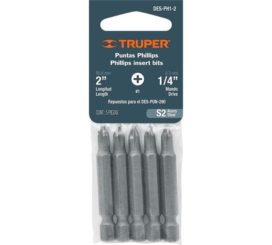 Бита Phillips (PH1; 51 мм; 5 шт.) Truper DES-PH1-2 17830
