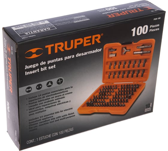 Набор бит в пластиковом боксе 100 шт. Truper PUN-100 17794