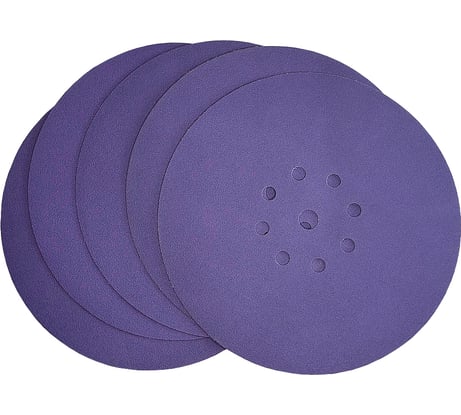 Диск шлифовальный Purple Film на пленочной основе 8+1 отв., 225 мм, Р320, 5 шт Abraforce 165497
