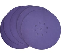 Диск шлифовальный Purple Film на пленочной основе 8+1 отв., 225 мм, Р180, 5 шт Abraforce 165494