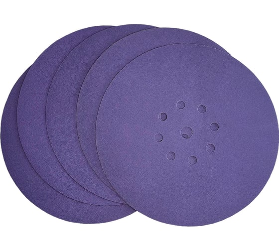 Диск шлифовальный Purple Film на пленочной основе 8+1 отв., 225 мм, Р120, 5 шт Abraforce 165492