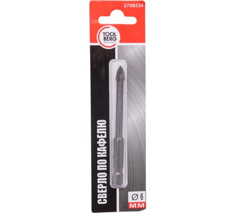 Сверло по кафелю и стеклу, крестовая пластина, 6 мм Toolberg Лк-00012329
