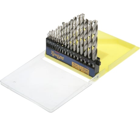 Набор сверл по металлу HSS, цилиндрический хв-к, 1-10 мм, через 0.5 мм, 19 шт ТУНДРА 1119695