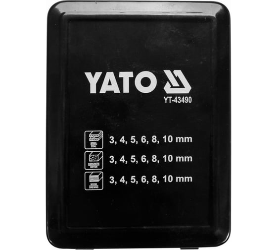 Набор сверл универсальных по металлу, бетону, древесине 18 предметов YATO YT-43490