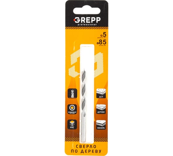 Cверло по дереву 5х85 мм GREPP 302-05085 1