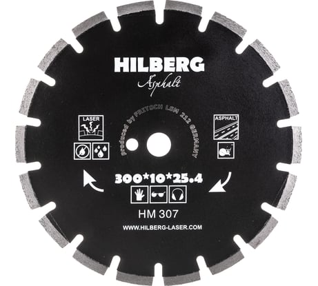 Диск алмазный отрезной Hilberg 300x25.4 Hard Materials Laser Asphalt HM307