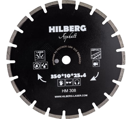Диск алмазный отрезной Hilberg 350x25.4 Hard Materials Laser Asphalt HM308