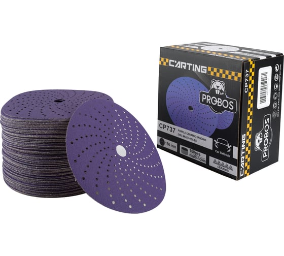 Круг шлифовальный c мультипылеотводом Purple P80, CP737 CERAMIC Hookit, 150 мм, 100 шт PROBOS 73751369-100 1