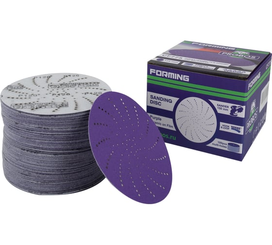 Круг шлифовальный c мультипылеотводом Purple P120, CERAMIC FILM Hookit CF775, 150 мм, 100 шт PROBOS 77586825-100 1