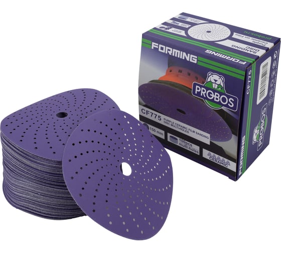 Круг шлифовальный c мультипылеотводом Purple P180, CERAMIC FILM Hookit CF775, 150 мм, 100 шт PROBOS 77564265-100
