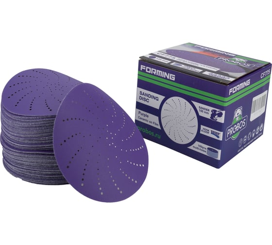 Круг шлифовальный c мультипылеотводом Purple P240, CERAMIC FILM Hookit CF775, 125 мм, 100 шт PROBOS 77547097-100 1