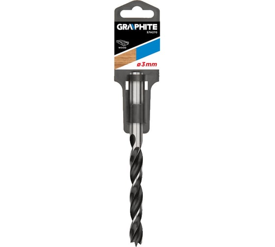 Сверло по дереву спиральное (3х60х30 мм) GRAPHITE 57H270