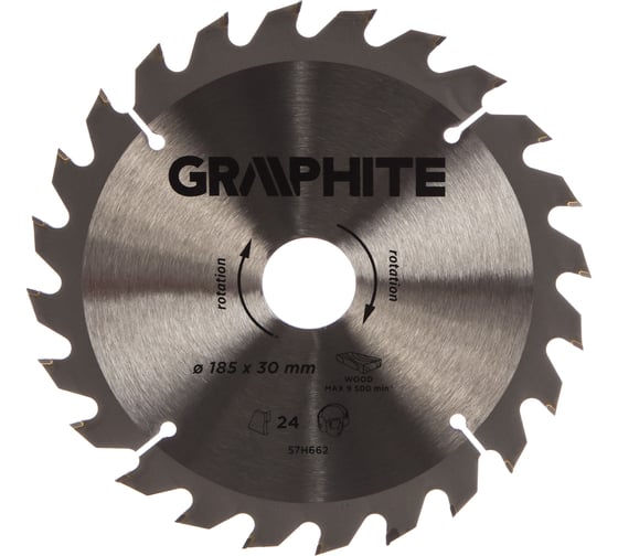 Диск отрезной по дереву (185x30 мм; 24 зуба) GRAPHITE 57H662 1