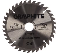 Диск отрезной по дереву (185x30 мм; 36 зубьев) GRAPHITE 57H664