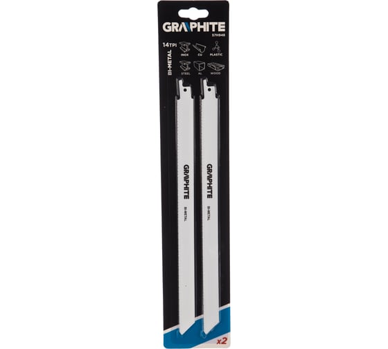 Полотно (2 шт; 300x20x0.9 мм; 14TPI) для сабельных пил GRAPHITE 57H948