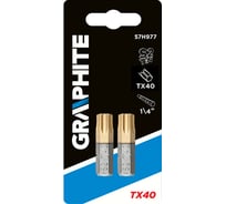Биты Graphite HEX 40 x 25 мм 1/4" S2 + TiN 2 шт. 57H977