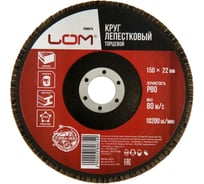 Круг лепестковый торцевой 150x22.2 мм, Р80 ЛОМ 2580674