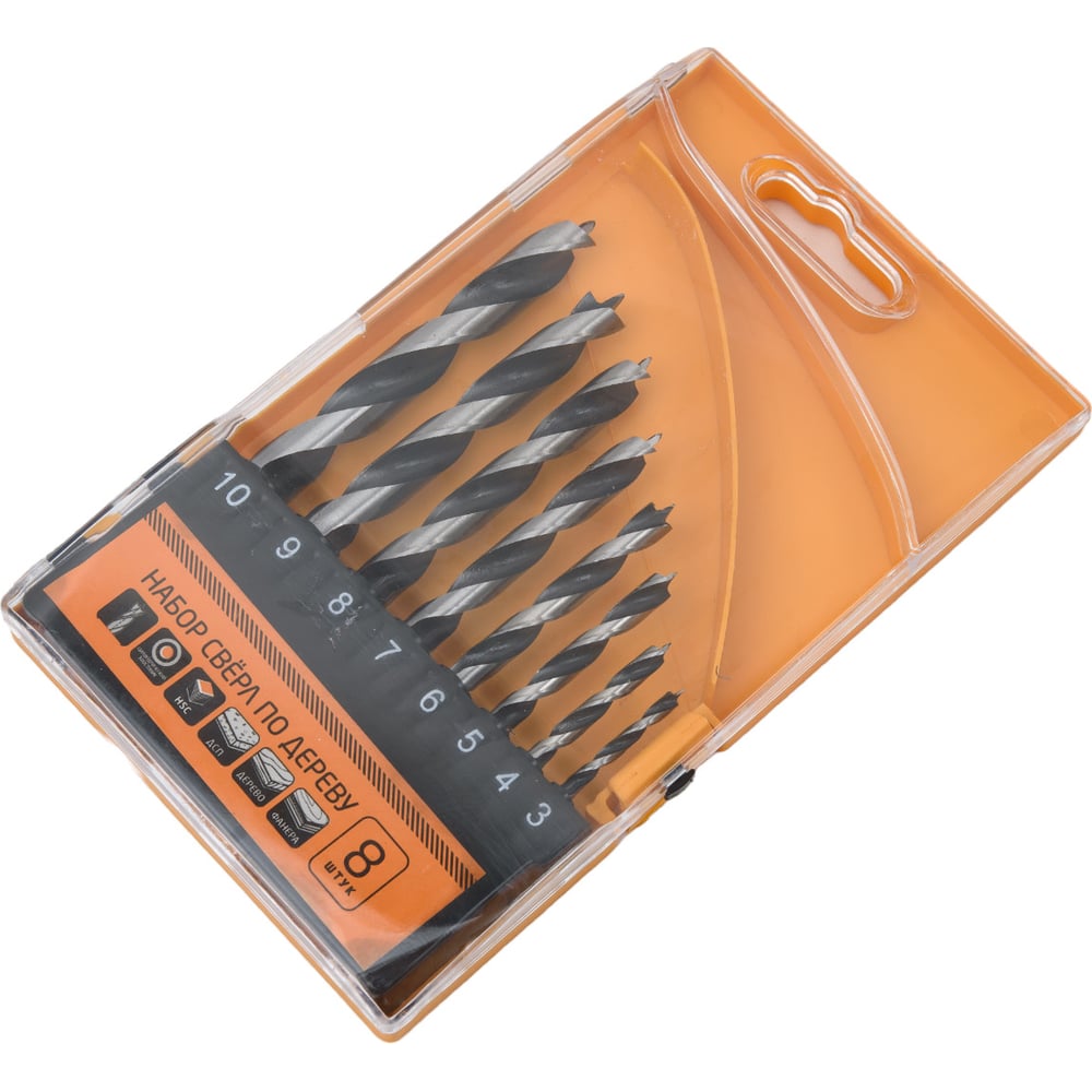 Набор сверл по дереву 8 шт, 3-10 мм Grepp 302-00002 - выгодная цена ...
