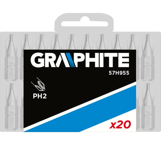 Бита (20 шт; PH2; 25 мм; 1/4) GRAPHITE 57H955