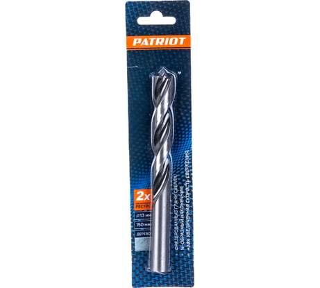 Сверло по дереву спиральное W-образная заточка 13 мм EDGE by PATRIOT 815010080