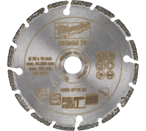 Алмазный диск DHMM 76х10 мм для M12 FCOT Milwaukee 4932471333 1