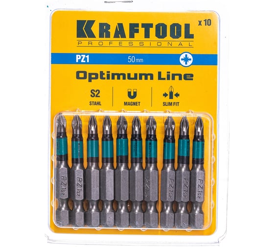 Биты профессиональные Kraftool (PZ1, 50 мм, 10 шт.) 26124-1-50-10