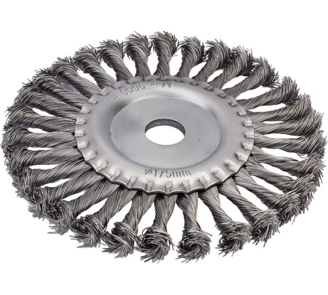 Щетка дисковая для УШМ (жгутированная стальная проволока 0,5 мм, 175 мм) MIRAX 35140-175