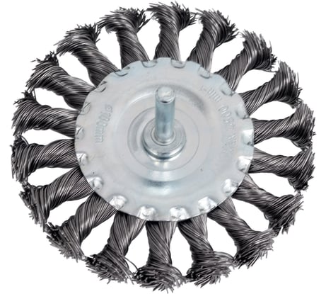 Щетка дисковая для дрели (жгутированная стальная проволока 0,5 мм, 100 мм) MIRAX 35146-100